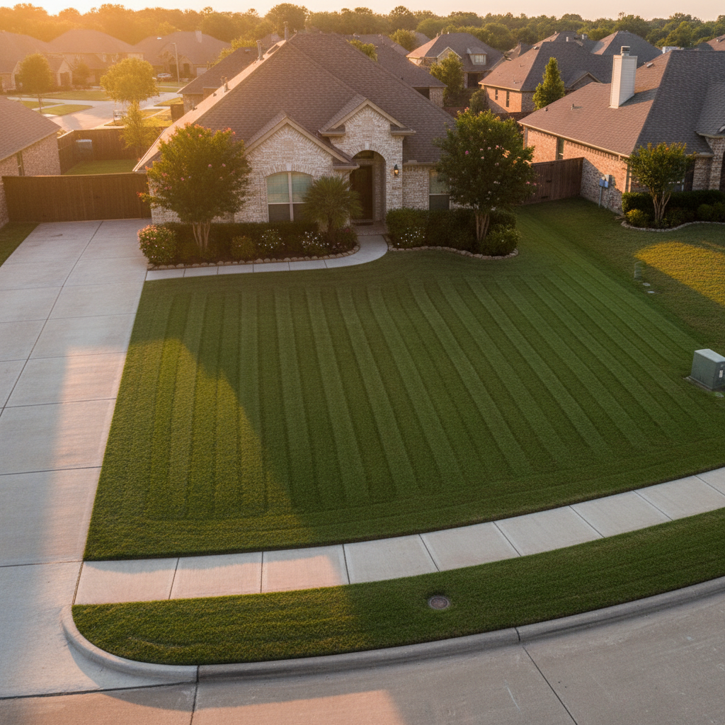 Stunning manicured lawn at golden hour