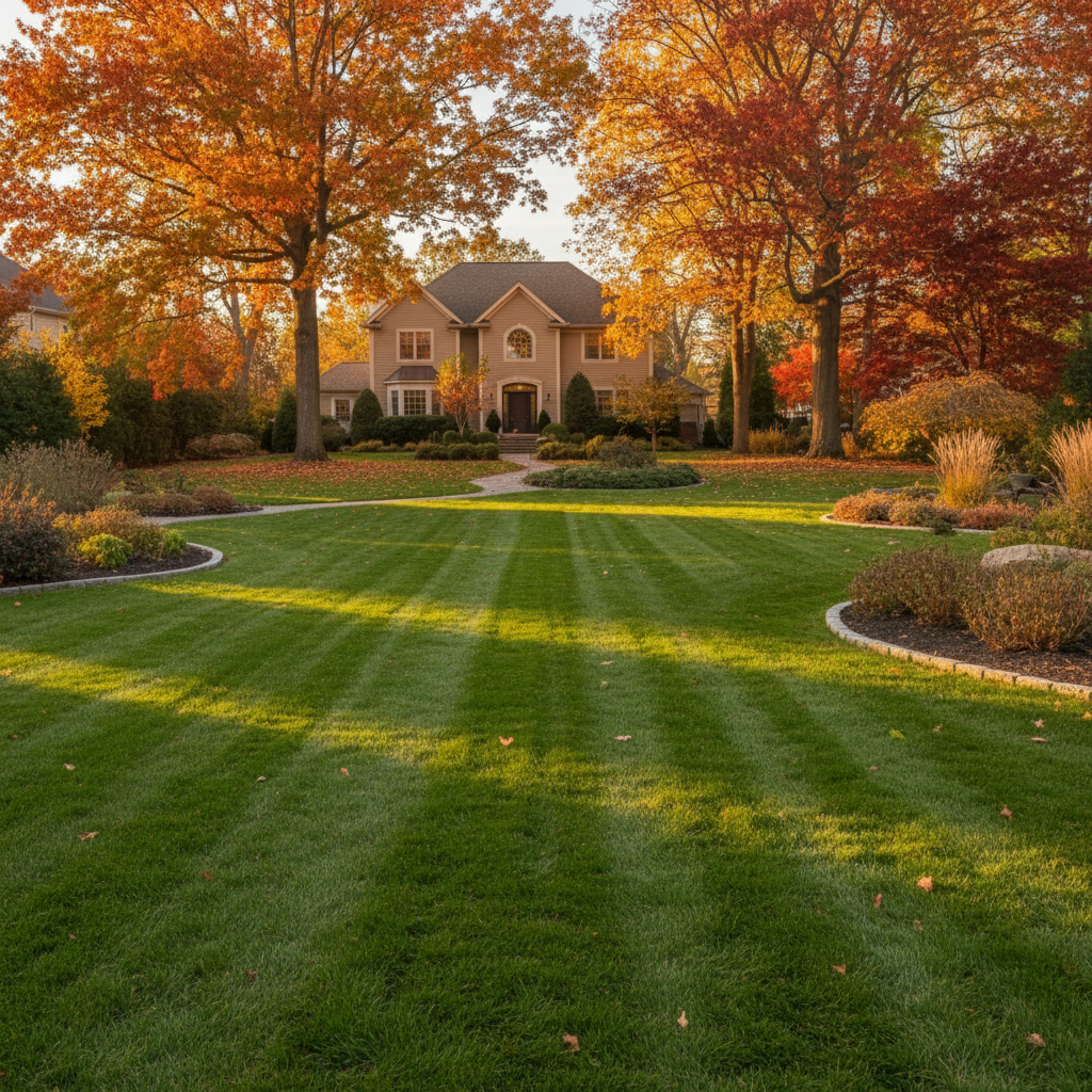 Clean lawn after leaf removal